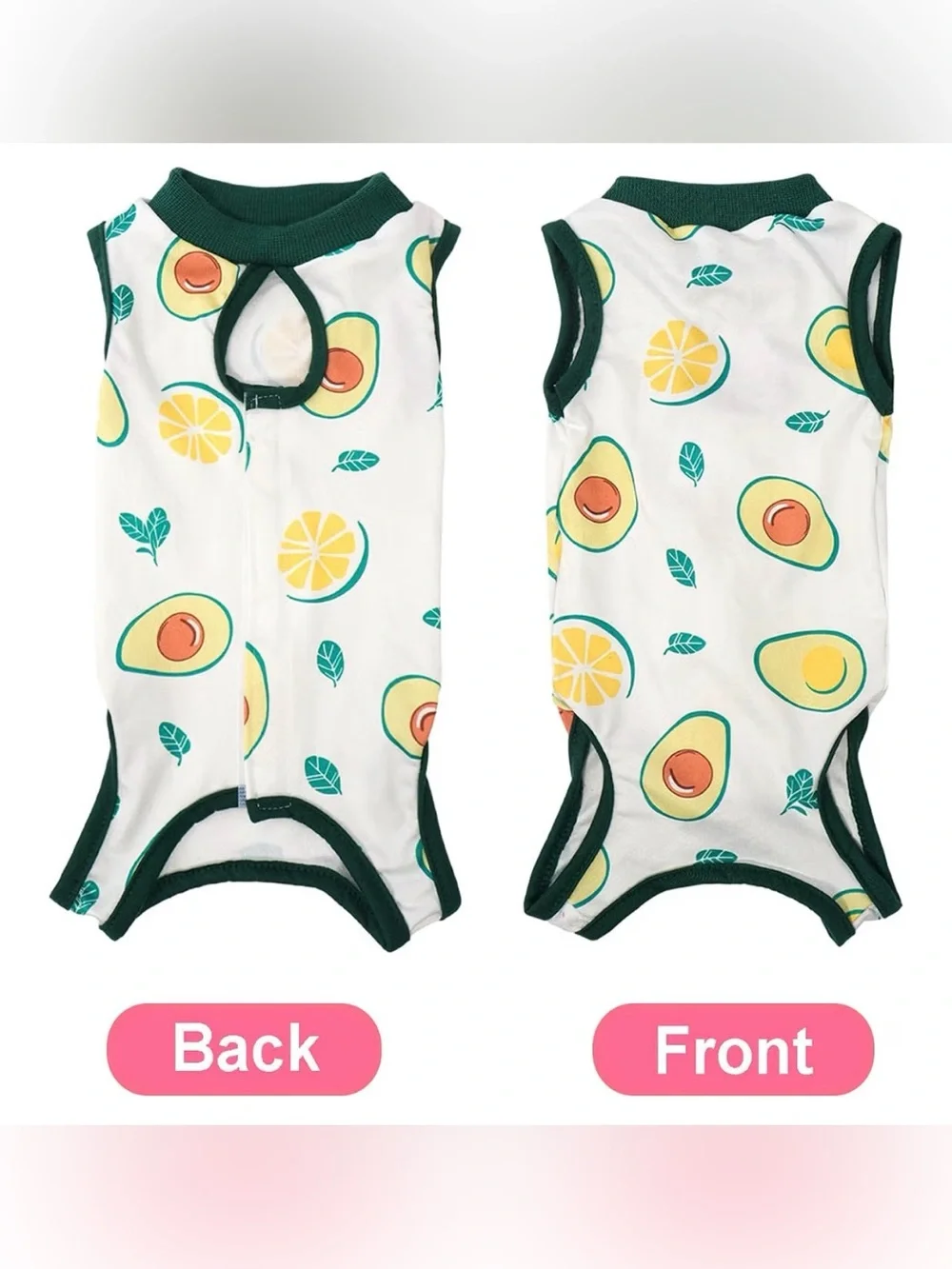 Avocado & Lemon Print Anti-Licking Surgery Onsie- Size Medium